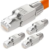 hb-digital 4 x RJ45 CAT 7 Connector Tool-Free for Ethernet LSA Network Cable Compatible with CAT 6a CAT 6 CAT 5e 10Gbps 600MH
