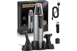 AREYZIN 3 En 1 Recargable Cortapelos Nariz,Profesional Recortador Pelos Nariz,Indoloro Corta Pelos Oreja y Nariz para la cara,la barba y las cejas,IPX7 Impermeable,cuchillas de doble filo