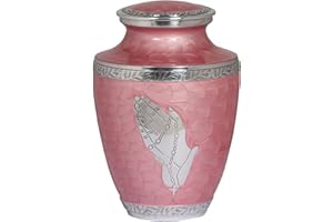 BOLD & DIVINE™ Moderne Urne für Erwachsene, Perlrosa, Urne für Erwachsene, Beerdigung, Einäscherung, 500 Kubikzoll (betende Hände)