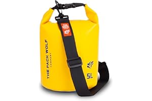 The Pack Wolf Company - Waterproof Dry Bag, Waterproof Backpack with Adjustable Shoulder Strap, Durable Dry Bag for Kayaking, Rafting, Boating and More, Waterproof Bags, 5L, Yellow/Navy