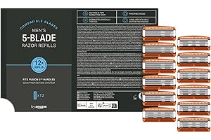 by Amazon Cuchillas de Afeitar Hombre, encajan con todos los mangos de maquinillas Gillette Fusion5, Paquete de 12 unidad