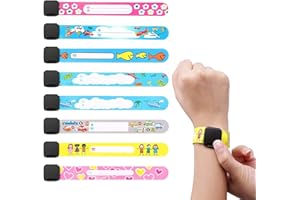 MEETTIKEY Pulsera Identificativa Niños, pulsera niños antiperdida, pulsera de emergencia para niños, Reutilizable E Impermeable, Adecuada Para Viajes, Juegos Y Escuela Para NiñOs (8 Piezas)