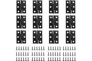 EUZUXU Lot de 12 Charnières Pliables 44 mm × 32 mm, Charnière Inox, Paumelles de Porte, Charnières de Porte Pliantes, Charnière de Porte, Armoires avec 72 vis