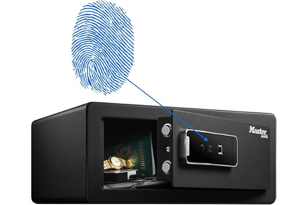 Master Lock Coffre-fort biométrique pour protéger les biens de valeurs, Ouverture par Empreintes Digitales, 19,5 x 43 x 37 cm