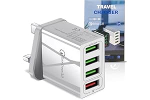 SILHANI Usb Charger Plug Uk 4-Port Usb Fast Charger Plug 32W Usb Plug Charger With Multi Usb Plug Intelligent Quick Charge 3.0 Wall Charger/Usb Plug Fast Charger For Iphone 12/11/X/Ipad/Samsung S21/S20/S10