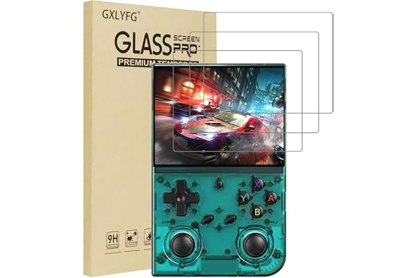 GXLYFG 3-pack skärmskydd i härdat glas kompatibla med ANBERNIC RG 35XXPro, repfri, bubbelfri, 9H hårdhet