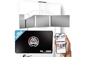 LIPFISBARBERSHOP.COM El Espejo de 360 grados - Ganchos Telescópicos Ajustables - Espejo para Hacerse Cortes de Cabello para Hombres - Espejoo Tridireccional para Cortar el Cabello - Espjo para Autocortes (| Con LED |)