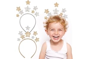 BOFUNX 2pcs Diademas de Estrellas Plateadas y Doradas con Purpurina Accesorios Navideños de Cabello de Fiesta Disfraz Cumpleaños Navidad Año Nuevo para Mujer Niña Adulto