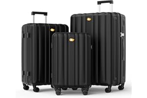 MGOB Luggage Sets 3 Piece, Hard Shell Trolley Travel Suitcases with Spinner Wheels, Lightweight Suitcase Sets, TSA Approved, Polycarbonate(PC) 20, 24, 28 Inch