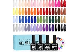 ‎TOMICCA TOMICCA 40PCS UV Nagellack Set, 36 Farben Gel Nagellack & 4PCS Base Top Coat Set mit Blooming Gel & Rund Nagel Display Nagel Tip Ausstellung, für Nagelstudio und DIY Home