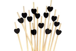 BambooMN Décoratifs Cœur Noir en Bambou Cocktail Fruits Sandwich Piques Brochettes pour Les Événements Pas Oubliées, Restaurants, DE Noël, ou Les Buffets de Fête 3.9" 100 Pieces