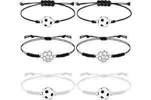 FINEASY Pulseras de Fútbol Ajustables 8-27cm, 6 Piezas Trenzadas para Niños, Regalos para Cumpleaños y Fiestas Deportivas