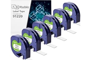 6 x Msudoku 91220 kompatybilna z Dymo Letratag Taśma do etykiet, Paper White 12 mm x 4 m, zamiennik do Dymo Letratag XR Taśma do etykiet do LT100H LT110T LT100T QX50 XR XM 200B