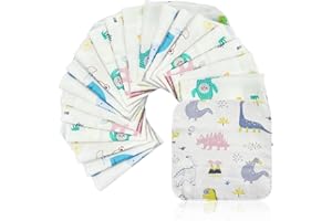 PFLYPF 20 Pièces Enfants Serviette Carrée, Accessoires de Bain, Molles pour le Visage, en Coton Fin, Réutilisables, Hoquet Tissu, Unisex (Motif Aléatoire)