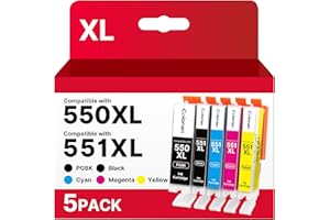 Coloran 550 551XL Ink Cartridges Replacement for Canon PGI-550 CLI-551 Compatible with Canon Pixma ix6850 IP8750 MX925 MG5550 MG5650 MG6450 MG6650 MG7150 MG7500 MG7550 (PGBK/B/C/M/Y, 5-Pack)