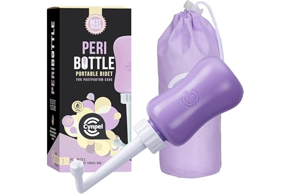 Cynpel Bidet Portable Soin Post-Partum - 350ml Peri Bottle Femmes - Douche Intime Perinée Jet à l'Envers - Pompe Lavage de Voyage après l'Accouchement - Violet Mauve