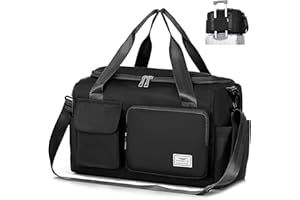 FIORETTO Ryanair Cabin Bags 40x20x25 Underseat Travel Bag with Shoulder Strap Waterproof Carry On Duffle Weekend Overnight Hospital Trip for Women and Men 20L Black