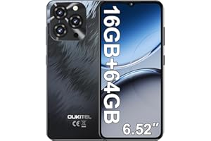 OUKITEL C3 Telephone Portable Pas Cher - 16(4+12) Go + 64Go/1To Smartphone Pas Cher, 5000mAh Téléphone Android 14, Écran 6.52" Smartphones, 13MP+5MP, 4G Dual SIM/Face ID/GPS/3.5mm/Type-C - Noir