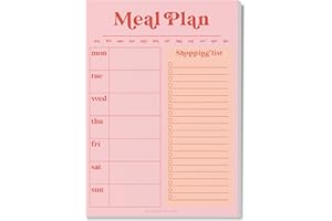 A5 Meal Planner & Shopping List - Pink & Red Design, 50 Tear-away Pages - Grocery Shopping & Meal Planning - 100% Recycled & Recyclable Paper - UK Made - Good Tuesday