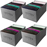 Gen&eacute;rico Wardrobe Clothes Organizer Foldable Drawer Dividers Fabric Storage Boxes Set 4 Pieces 7 Compartments for Trousers, S
