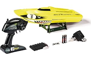 Carson 500108029 Modellsport Race Shark FD RC Motorboot 100% RTR 395mm 2.4G gelb-Ferngesteuertes Boot-LED Beleuchtung-Sicherheitsschaltung-500108029
