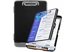 JINYUNMIN Klemmbrett mit Stauraum,Klemmbrett mit Aufbewahrungsfach,Still-Klemmbrett mit Stifthalter,Schreibbrett Zwischenablage aus Kunststoff,für Schule,Baustelle, Industrie, Büro（Schwarz）