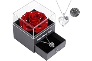 EAPRALA Eternal Rose Gifts for Mum,Preserved Real Rose Gifts on Mothers Day Christmas,Romantic Mum Birthday Gifts with Necklace for Mum Women Her Grandma,CrystalRed