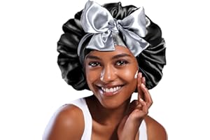 YAKASU Bonnet de Nuit - Réutilisable Bonnet Satin Large XL Cheveux Nuit Élastique Double Couche Capuchon Chapeau de Sommeil Long Très Grand pour Couchage Maquillage