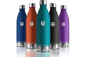 Grsta Gourde 1l, Gourde Isotherme Anti Fuite, Gourde Sport Sans BPA, Bouteille Isotherme Froid&Chaud, Gourdes de Camping et Randonnée, Facile à Nettoyer, Bouteille d'eau pour Running, Vélo, Yoga