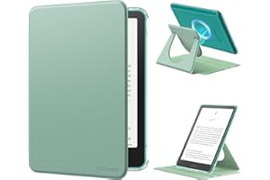 MoKo Coque Pivotante à 360° pour 7" Kindle Paperwhite 12e Gén 2024&Kindle Colorsoft 2024/2025,Étui Protection à Dos Clair Magnétique Détachable avec Support Réglable et Auto Réveil/Sommeil, Agave Vert