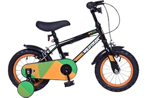 Wildtrak - Bicicleta 12 pulgadas para niños de 2 a 5 años con ruedines con ruedines - Negra y Verde