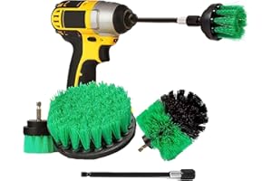 AISENNO Cepillo Taladro Limpieza Kit, Cepillo para Taladro Eléctrico, Multifuncional Cepillos Taladro Suave para Limpiar Coche, Baño, Cocina, Azulejos,Sofá, Parrilla(4, Verde)