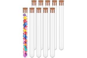 GAUATO 10 Stück Kunststoff Reagenzglas mit Korken, 16×150mm Transparent Reagenzgläser Laborröhrchen Reagenzglas Vase für Blumen, Gewürze, Liquids, Spices, DIY