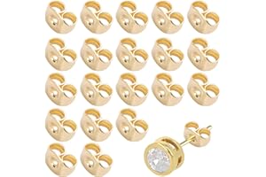 VIERONE 20 Pcs Earring Backs Butterfly Earring Backs Gold Replacement Secure Ear Locking Replacements for Studs Safety Backs Hypoallergenic Safety Locking Butterfly Ear Ring Stoppers forJewelry Making