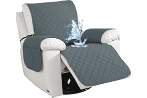 CYCMACO Impermeabile Copripoltrona 1 Posto, Copripoltrona Relax Reclinabile Universale, Antiscivolo Fodera Poltrona Con Tasche Laterali, Antimacchia, Antigraffio, Rimovibile, Grigio Scuro