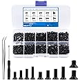 500 Pcs M2 M2.5 M3 Countersunk Machine Screws, Flat head Phillips Bolts Assortment Kit, Pozi Cross Head Countersunk Screws for Computer Laptop PC Repair, Black