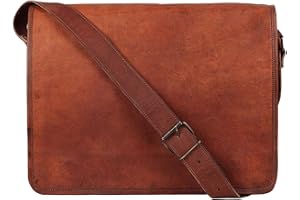 AMERICAN BLUE Leather Messenger Bag Full Flap Laptop Briefcase Crossbody Satchel Shoulder Handmade Genuine Bag