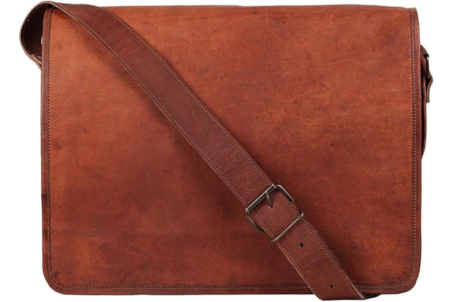 Leather Messenger Bag Full Flap Laptop Briefcase Crossbody Satchel Shoulder Handmade Genuine Bag