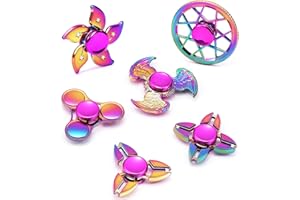 SCIONE Zestaw 6 metalowych fidget spinnerów - Premium zabawki sensoryczne na ADHD i łagodzenie niepokoju | Ciche zabawki dla dzieci i dorosłych | Prezent urodzinowy i imprezowy