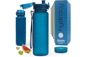 Hydracy Botella de Agua con Marcador de Tiempo - 500 mL Botella de Agua Deportiva sin BPA - Botella de Gimnasio Antifugas con Funda Antitranspirante e Colador de Infusión