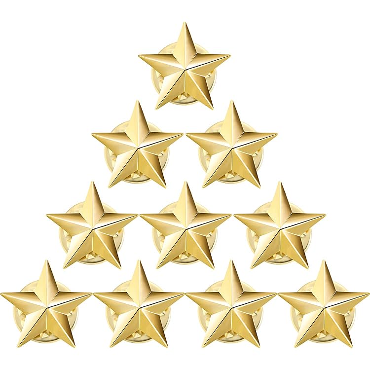 24 Broches Étoile SUPERFINDINGS - Pentagramme Alliage, 10mm, Pour Vêtements, Cadeaux Anciens Combattants | Lot Mini Épinglettes
