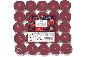 Price's Petali Brand Scented Tealights | 25 Pack Tealights 4 Hour Burn Time | Available in Multiple Scents (Mixed Berries)