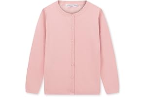 CUNYI Pull pour Fille Gilet à Boutons Cardigan Léger Uniforme Scolaire Manteau Casual Mignon
