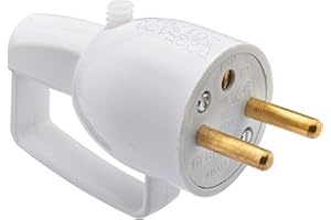 Prise electrique male - Fiche electrique - Prise male - Prise male 220 V - Fiche male - Fiche electrique male - DEBFLEX - Fiche mâle 2P+T 16A droite coiffe anneau - Blanc 713140