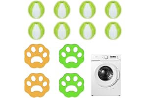 Lilbitty 12 Stücke Tierhaarentferner Waschmaschine,Haarentferner Tierhaare,Fusselbälle Waschmaschine,Wiederverwendbar Fusselball Haarfänger für Wäschetrockner