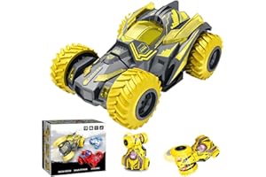 VALICAER Bezwładnościowe samochody do akrobacji, bezwładnościowa maszyna do akrobacji z napędem off-road obracanie o 360° zabawki edukacyjne prezenty urodzinowe dla dzieci powyżej 3 lat (żółto-szary)