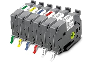 6X Pristar 6mm x 8m Compatibile Nastro per Brother TZe-111 TZe-211 TZe-411 TZe-511 TZe-611 TZe-711 TZ Laminato per PT-P710BT H110 D210 H200 E100VP H107B H100LB H101GB H100 H100R H105 H101C PT1000 1010