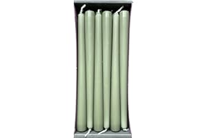 Nordring 12 Taper Candles 2.3 x 25 cm Dusty Green - RAL Certified, Drip Free & Low Smoke, Approx. 8 Hours Burn Time - Table Decoration & Candlestick