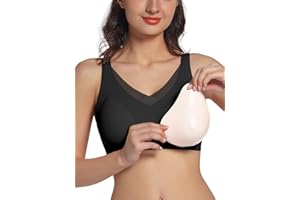 EVOBLISS Sujetadores de mastectomía para mujer con bolsillos, brasier diario para postoperatorio, incluye 1 par de almohadillas extraíbles para el pecho