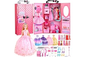 UCanaan Girl Doll and Closet Set with Doll Clothes and Accessories Items Including Fashion Dolls, Dressand Many Other Accessories (Refer Picture Shows)，Best Gitfs for Girls Christmas Birthday